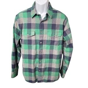 UNTUCKit Navy, Green, & Gray Plaid Flannel Button Up Shirt, Size Large, Rustic